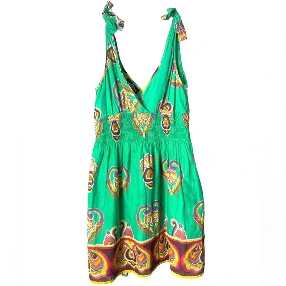 ANGIE | Bright Green Floral Print Summer Dress Size S - Picture 2 of 7